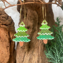 Load image into Gallery viewer, Christmas Tree Hoop Earrings - Christmas Natural Cork Jewellery - Incorknito Designs
