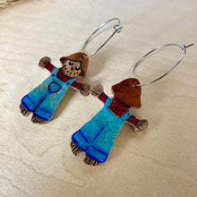 Load image into Gallery viewer, Scarecrow Hoop Earrings - Natural and White - Natural Cork Jewellery - Incorknito Designs