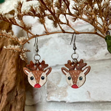 Load image into Gallery viewer, Reindeer Hook Earrings - Christmas Natural Cork Jewellery - Incorknito Designs