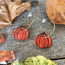 Load image into Gallery viewer, Mini Pumpkin Hoop Earrings - Natural Cork Jewellery - Incorknito Designs