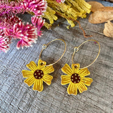 Load image into Gallery viewer, Sunflower Hoop Earrings - Natural Cork Jewellery - Incorknito Designs