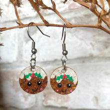 Load image into Gallery viewer, Christmas Pudding (Small) Hook Earrings - Christmas Natural Cork Jewellery - Incorknito Designs
