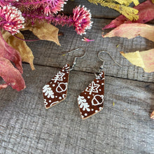 Load image into Gallery viewer, Brown Autumn Print Hook Earrings - Natural Cork Jewellery - Incorknito Designs