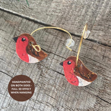 Load image into Gallery viewer, Mini Robin Hoop Earrings - Christmas Natural Cork Jewellery - Incorknito Designs