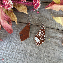 Load image into Gallery viewer, Brown Autumn Print Hook Earrings - Natural Cork Jewellery - Incorknito Designs