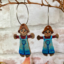 Load image into Gallery viewer, Scarecrow Hoop Earrings - Natural and White - Natural Cork Jewellery - Incorknito Designs