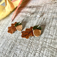 Load image into Gallery viewer, Acorn and Oak Leaf Mini Hoops - Natural Cork Jewellery - Incorknito Designs