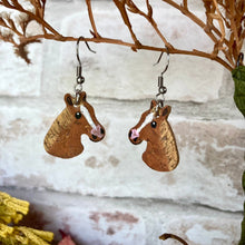 Load image into Gallery viewer, Tan Horse Hook Earrings - Natural and White - Natural Cork Jewellery - Incorknito Designs