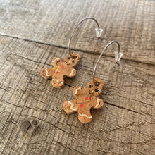 Load image into Gallery viewer, Gingerbread Men Open Hoop Earrings - Natural Cork Jewellery - Incorknito Designs