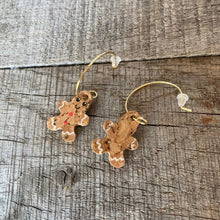Load image into Gallery viewer, Gingerbread Men Open Hoop Earrings - Natural Cork Jewellery - Incorknito Designs