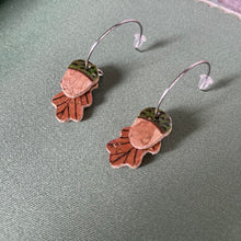 Load image into Gallery viewer, Acorn and Oak Leaf Mini Hoops - Natural Cork Jewellery - Incorknito Designs