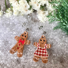 Load image into Gallery viewer, Mr and Mrs Gingerbread Man Ball Stud Earrings - Christmas Natural Cork Jewellery - Incorknito Designs