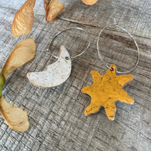 Load image into Gallery viewer, Sun and Moon Hoop Earrings - Natural Cork Jewellery - Incorknito Designs