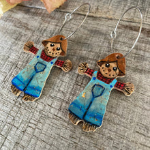 Load image into Gallery viewer, Scarecrow Hoop Earrings - Natural and White - Natural Cork Jewellery - Incorknito Designs