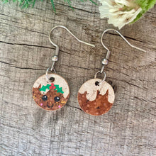Load image into Gallery viewer, Christmas Pudding (Small) Hook Earrings - Christmas Natural Cork Jewellery - Incorknito Designs