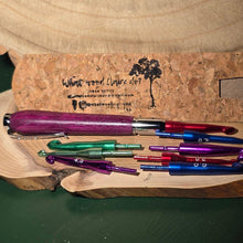 Load image into Gallery viewer, Wooden Crochet Hook with changeable sized hooks - Wood Turned - Purple Heart - What Wood Claire Do?