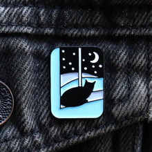 Load image into Gallery viewer, Cat Enamel Pin Badge - Night time - Or8 Design