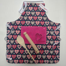 Load image into Gallery viewer, Childrens Baking Set - Kids Pinny - Hearts - Made by Marianne Gifts