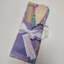 Load image into Gallery viewer, Childrens Baking Set - Kids Pinny - Purple And Aqua Flowers - Made by Marianne Gifts