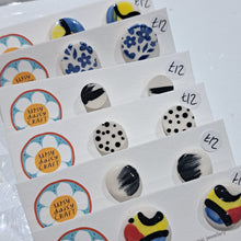 Load image into Gallery viewer, Ceramic Abstract Doodle Stud Earrings - Monochrome - Upsydaisy Craft