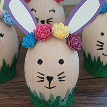 Load image into Gallery viewer, Easter Bunny - Wooden Decoration  - Paper Rolled Rose - Flowers by Laurzy