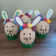 Load image into Gallery viewer, Easter Bunny - Wooden Decoration  - Paper Rolled Rose - Flowers by Laurzy