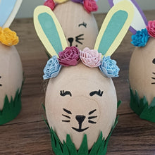 Load image into Gallery viewer, Easter Bunny - Wooden Decoration  - Paper Rolled Rose - Flowers by Laurzy