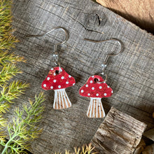 Load image into Gallery viewer, Red Toadstool Hook Earrings - Natural Cork Jewellery - Incorknito Designs