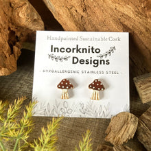 Load image into Gallery viewer, Toadstool Stud Earrings - Natural Cork Jewellery - Incorknito Designs