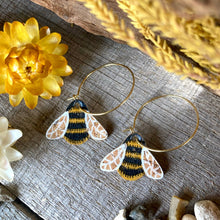 Load image into Gallery viewer, Bee Hoop Earrings - Natural Cork Jewellery - Incorknito Designs