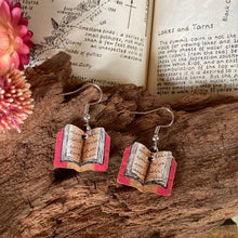 Load image into Gallery viewer, Pink Book Hook Earrings - Natural Cork Jewellery - Incorknito Designs
