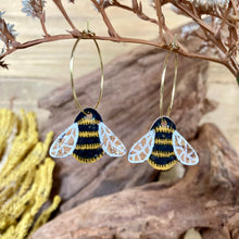 Load image into Gallery viewer, Bee Hoop Earrings - Natural Cork Jewellery - Incorknito Designs