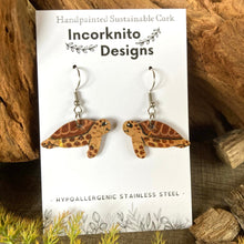 Load image into Gallery viewer, Turtle Hook Earrings - Natural Cork Jewellery - Incorknito Designs
