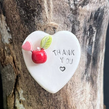 Load image into Gallery viewer, Ceramic Heart Hanging Plaque - Thank You Teacher - Strawberry Lane Studio