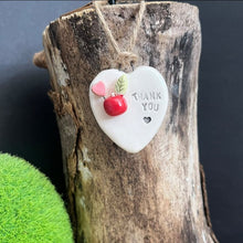Load image into Gallery viewer, Ceramic Heart Hanging Plaque - Thank You Teacher - Strawberry Lane Studio