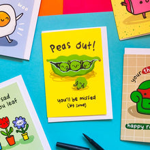 Load image into Gallery viewer, Greetings Card - Peas Out - Leaving / New Job / Retirement Card - Puns - The Playful Indian