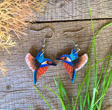Load image into Gallery viewer, Kingfisher Hook Earrings - Natural Cork Jewellery - Incorknito Designs