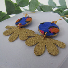 Load image into Gallery viewer, Polymer Clay Earrings - Blue Leopard Print Drop Earrings - Induere