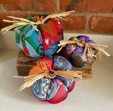 Load image into Gallery viewer, Pumpkin - Fabric Pumpkin Decoration - Large, Medium, Small - Colourful Floral - Quirky Threads Art