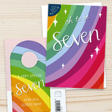 Load image into Gallery viewer, Oh to be Seven – 7th Birthday Milestone Card - Greetings Card and Crafty Project - Two for Joy Illustration