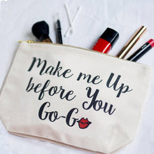 Load image into Gallery viewer, 'Make Me Up Before You Go-Go' Make Up Bag - Wham inspired puns - Cosmetic Bag - Of Lime & Lemons