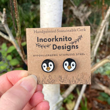 Load image into Gallery viewer, Penguin Stud Earrings - Christmas Natural Cork Jewellery - Incorknito Designs