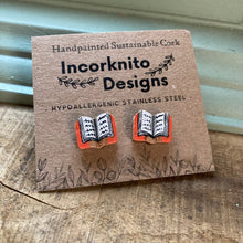 Load image into Gallery viewer, Book Stud Earrings - Natural Cork Jewellery - Incorknito Designs