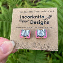 Load image into Gallery viewer, Book Stud Earrings - Natural Cork Jewellery - Incorknito Designs