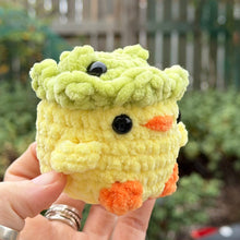 Load image into Gallery viewer, Crochet Baby/Children Plush Toy - UKCA Tested - Duck in a Frog Hat - Paw in Hand Crafts