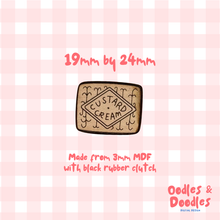 Load image into Gallery viewer, Wooden Pin - Custard Cream Wooden Pin Badge - Biscuit Lover Gift - Oodles & Doodles