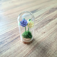 Load image into Gallery viewer, Hand Rolled Double Paper Rose in Mini Glass Cloche - Lots of colours - Flowers by Laurzy