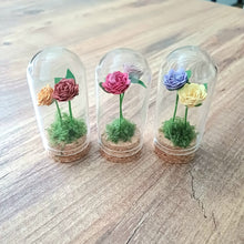 Load image into Gallery viewer, Hand Rolled Double Paper Rose in Mini Glass Cloche - Lots of colours - Flowers by Laurzy