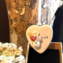 Load image into Gallery viewer, Ceramic Heart Hanging Plaque - Mum - Strawberry Lane Studio - Mothers Day / Mum Birthday