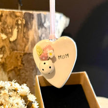 Load image into Gallery viewer, Ceramic Heart Hanging Plaque - Mum - Strawberry Lane Studio - Mothers Day / Mum Birthday